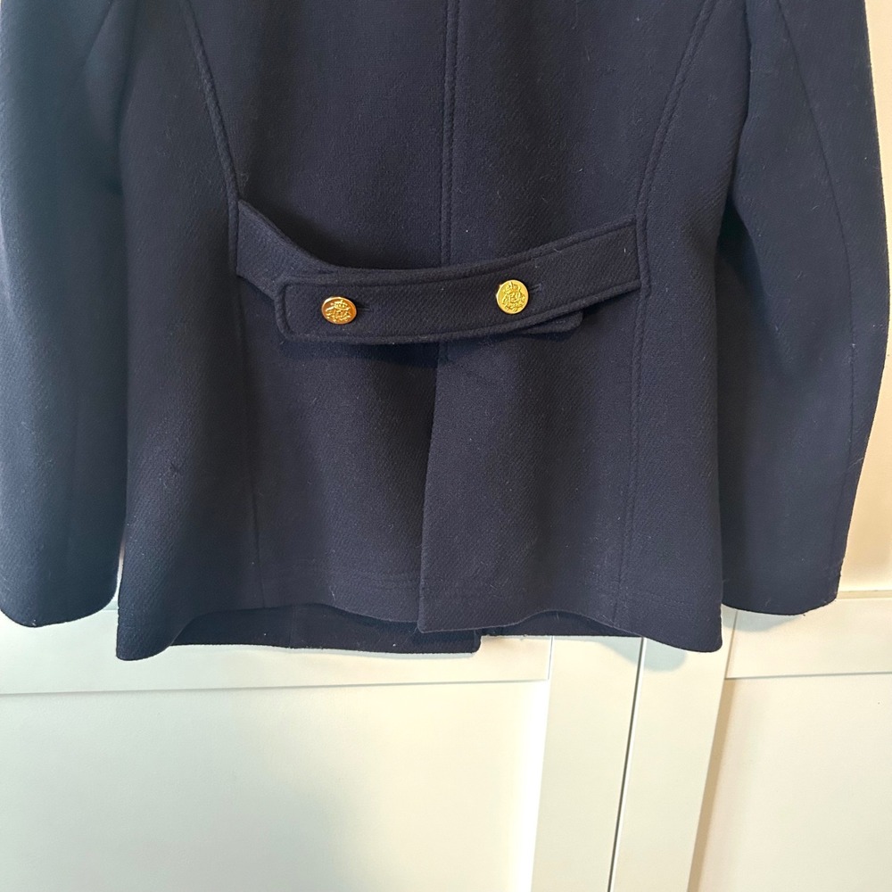 J. Crew‎ Women's Navy Wool Blend Stadium Cloth by Nello Gori Peacoat in Size 4 - Picture 8 of 14